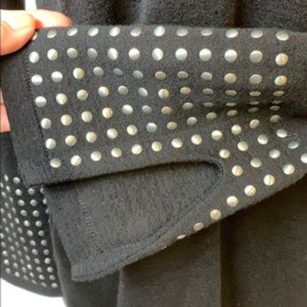 HP: NIC+ZOE | Black Studded Sleeve Flared Cuffs Pocket Stretch Zip Top Sweater M - Picture 4 of 12